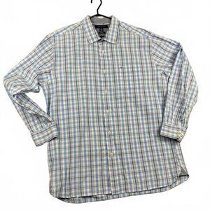 Tommy Hilfiger Mens L Classic Fit Blue Checked Long Sleeve Shirt